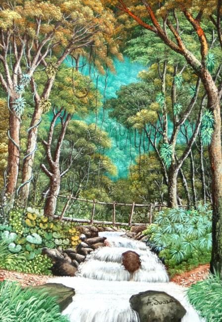 Painting titled "Paisaje Colombiano 8" by Ma Heriberta Vega Coronel Artista Mexica, Original Artwork