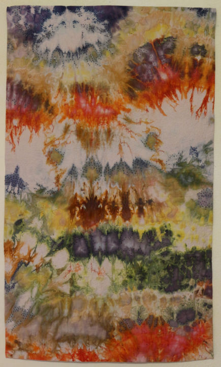 Textilkunst mit dem Titel "Couleurs du Temps" von Elizabeth Michellod-Dutheil (Membre Jam/, Original-Kunstwerk