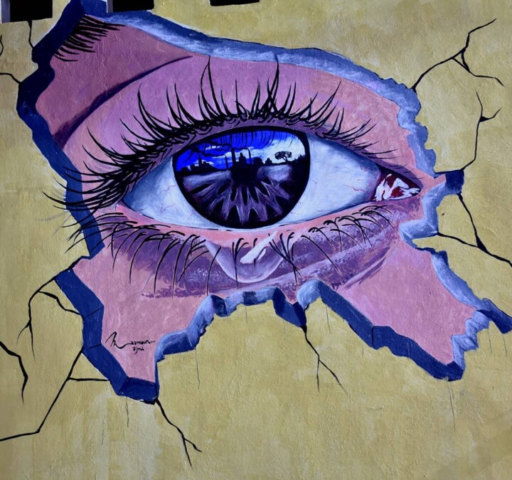 Malerei mit dem Titel "Graffiti mural" von Maamoun Ajmi, Original-Kunstwerk, Acryl