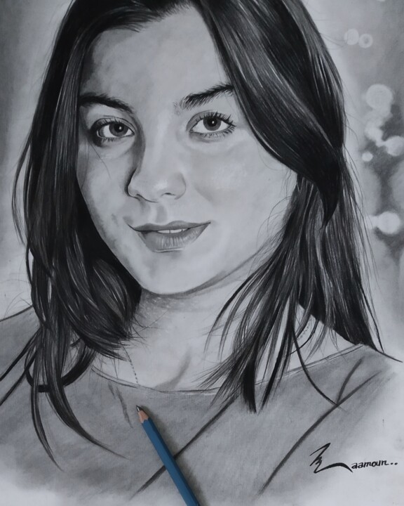 图画 标题为“Portrait” 由Maamoun Ajmi, 原创艺术品, 铅笔
