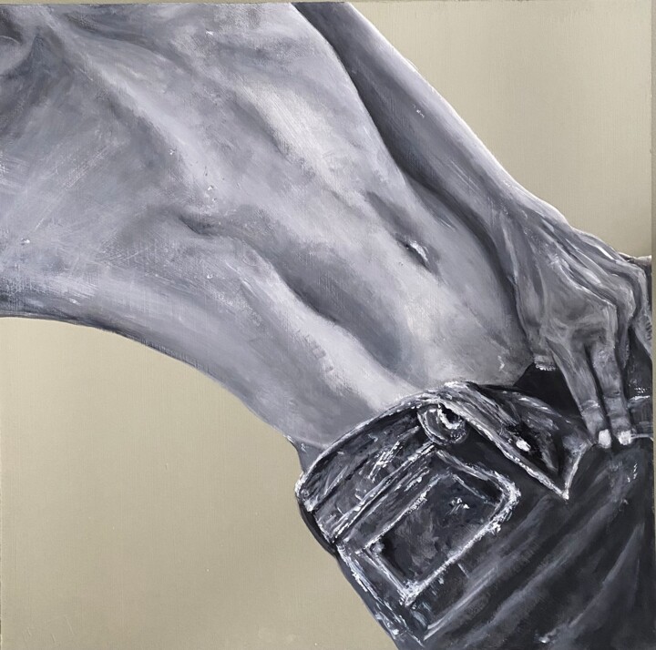 Painting titled "Blue jeans." by Maárs Shanó, Original Artwork, Acrylic Mounted on Cardboard