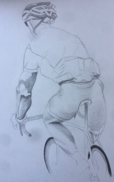Dessin intitulée "wielrenner-getekend…" par Dekunstvanmaarten, Œuvre d'art originale, Crayon