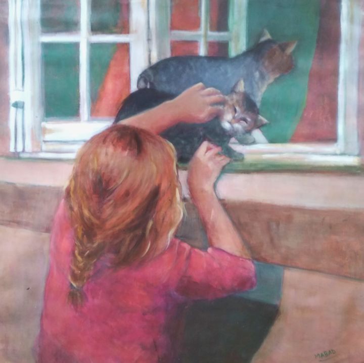 Pintura titulada "Gatos en Bretaña" por Mabad, Obra de arte original, Acrílico
