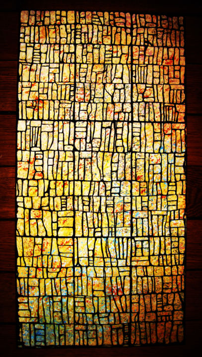 Painting titled "Vitrail" by Mabdeco, Original Artwork, Acrylic Mounted on Wood Stretcher frame