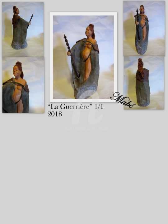 Escultura intitulada "la Guerrière" por Mabé, Obras de arte originais, Terracota
