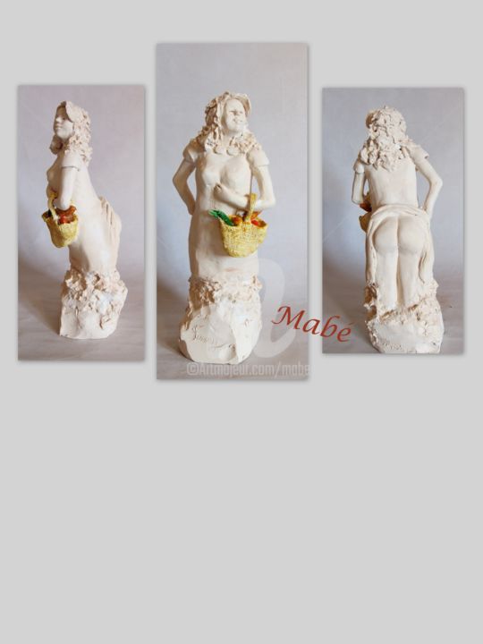 Skulptur mit dem Titel "fanny au marché" von Mabé, Original-Kunstwerk, Ton