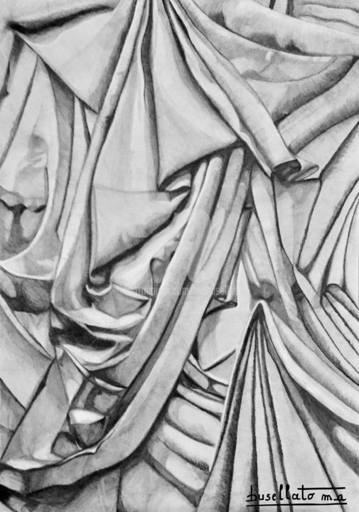 Drawing titled "Etude de drapé" by Busellato Ma, Original Art, Graphite