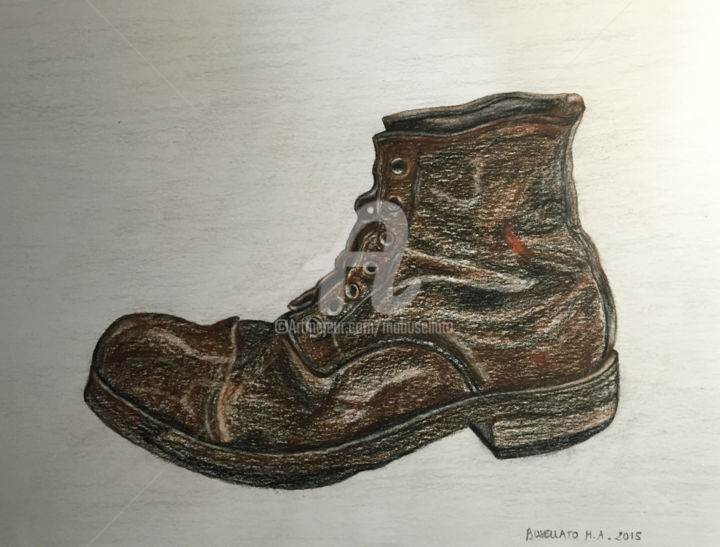 Drawing titled "La vieille godasse" by Busellato Ma, Original Art, Pencil
