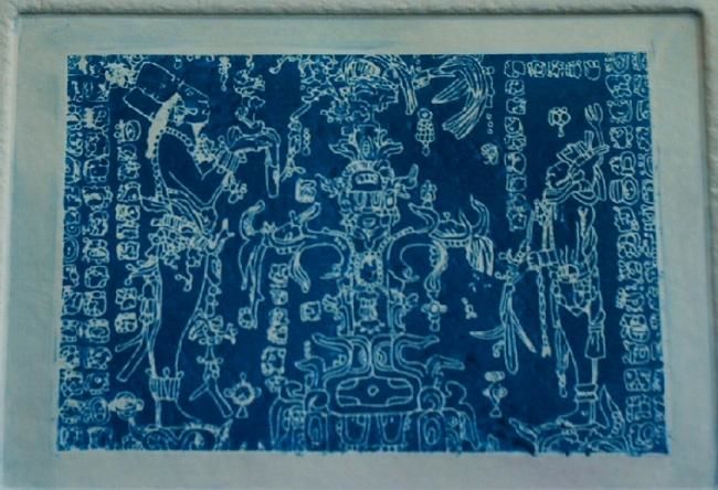 Отпечатки и Гравюры под названием "Lápida Maya" - José Manuel Alvarado Cárdenas, Подлинное произведение искусства, гравюра
