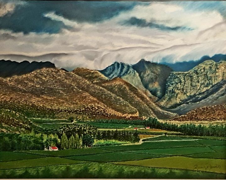 Painting titled "Swartberger Mountai…" by Barry Davis, Original Artwork, Pastel