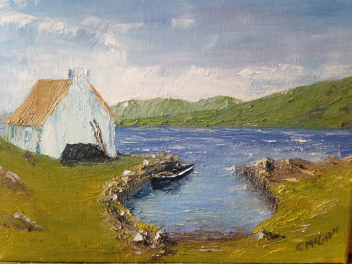 Painting titled "Cottage With Curragh" by Chris Mcgloin, Original Artwork