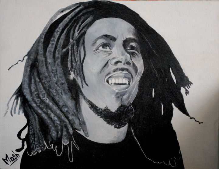 Peinture intitulée "Smiling Bob" par Macha Moussa, Œuvre d'art originale, Acrylique
