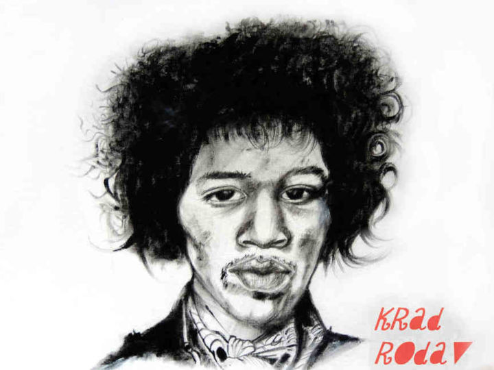 Peinture intitulée "Jimi Hendrix (comma…" par Macha Moussa, Œuvre d'art originale, Acrylique