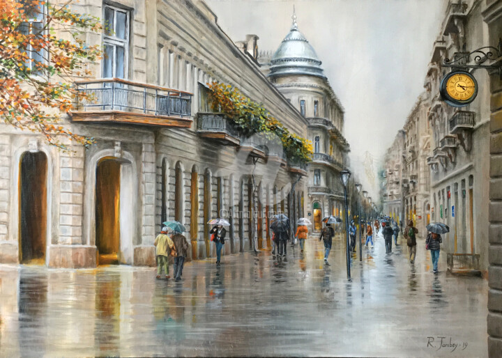 Картина под названием "At 04:15. Baku. Tor…" - Rauf Janibekov, Подлинное произведение искусства, Масло