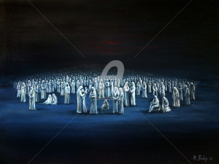 Painting titled "Souls" by Rauf Janibekov, Original Artwork, Oil Mounted on Wood Stretcher frame