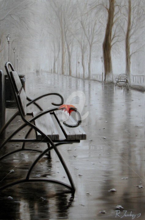 Картина под названием "After rain" - Rauf Janibekov, Подлинное произведение искусства, Масло