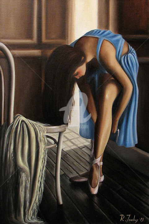 Painting titled "In the makeup room" by Rauf Janibekov, Original Artwork, Oil