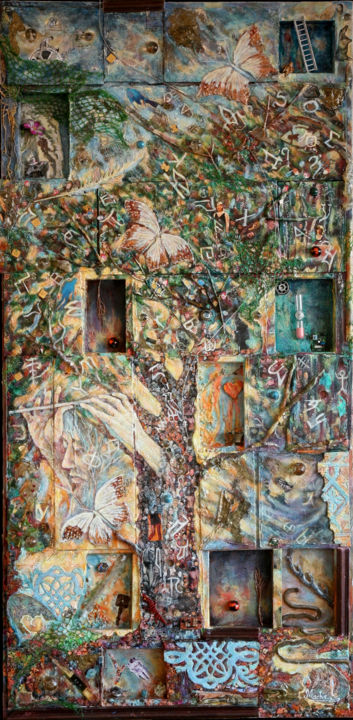 Painting titled "Arbre de Vie" by Macha Volodina, Original Artwork, Oil