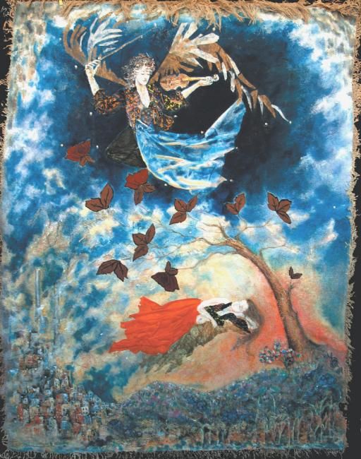 Painting titled "Rêves dans les Aire…" by Macha Volodina, Original Artwork, Oil