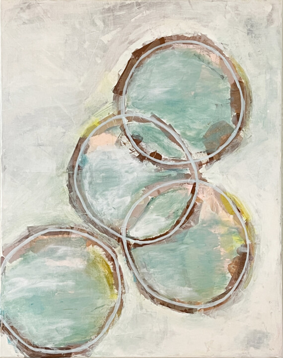 Painting titled "Bubbles" by Machiko Harashima, Original Artwork, Acrylic