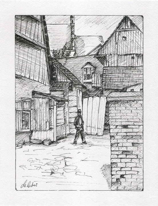 Tekening getiteld "Kazimierz Dolny in…" door Maciej Kłosowski, Origineel Kunstwerk, Marker