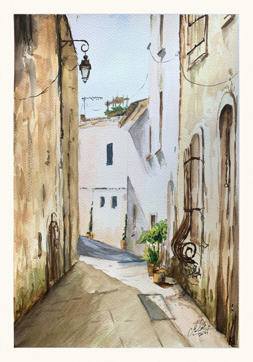 Painting titled "Italian street" by Maciej Kłosowski, Original Artwork, Watercolor