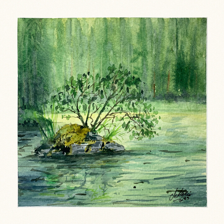 Malerei mit dem Titel "On the water" von Maciej Kłosowski, Original-Kunstwerk, Aquarell