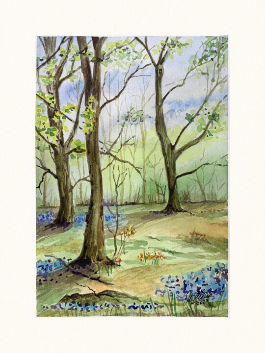 「Forest flowers」というタイトルの絵画 Maciej Kłosowskiによって, オリジナルのアートワーク, 水彩画