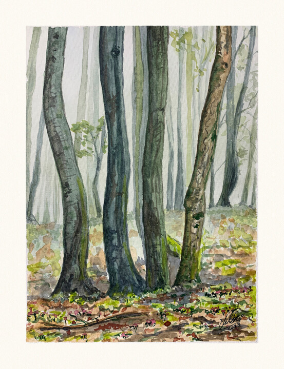 Peinture intitulée "Forest 3" par Maciej Kłosowski, Œuvre d'art originale, Aquarelle