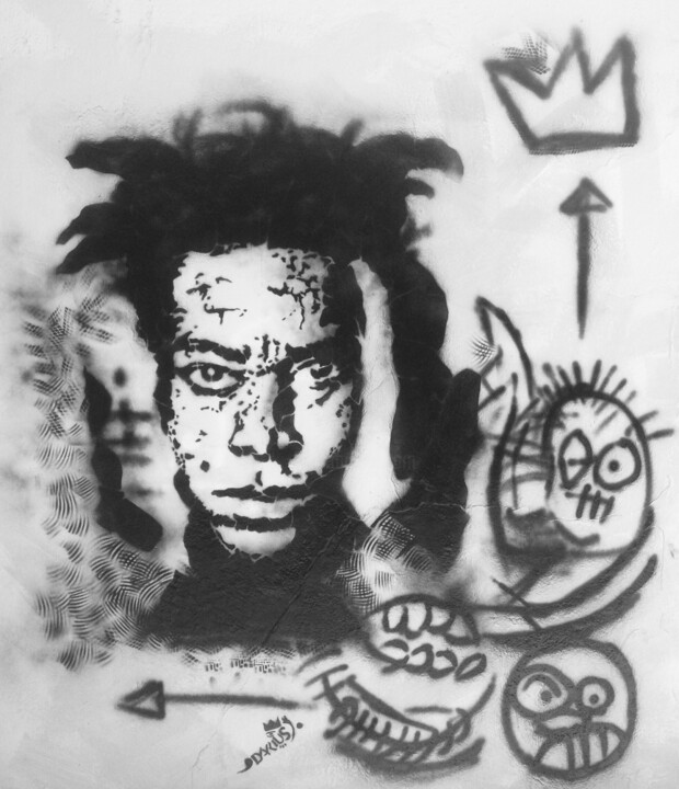 Painting titled "Jean Michel Basquiat" by Mackenley Darius, Original Artwork, Spray paint