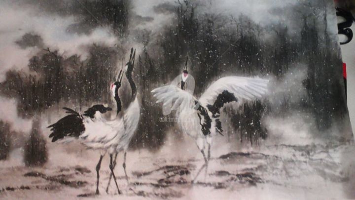 Картина под названием "Singing" - Mackintosh Cheung, Подлинное произведение искусства, Акварель