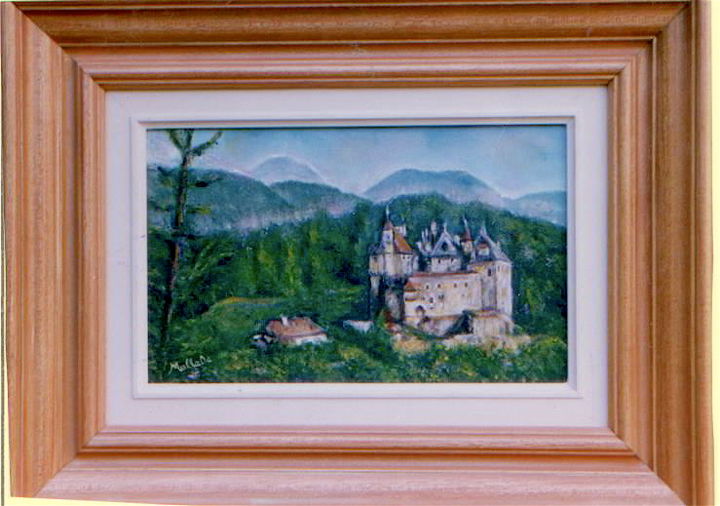 Peinture intitulée "mini-paysage-chatea…" par Maclade, Œuvre d'art originale, Huile