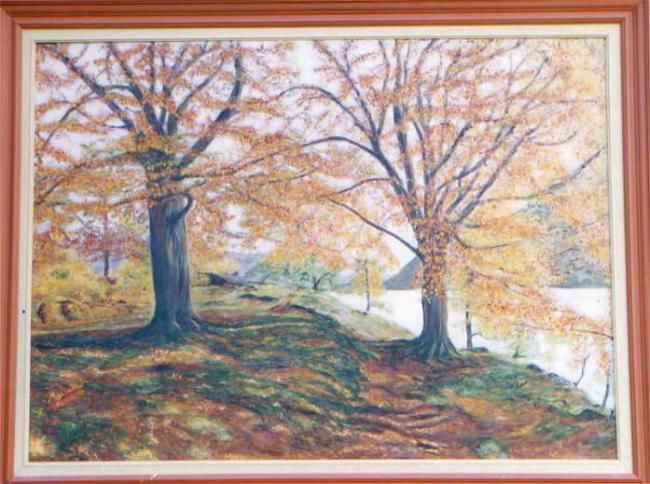 Painting titled "L'automne met le fe…" by Maclade, Original Artwork, Oil