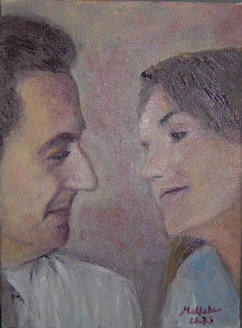 Peinture intitulée "Portrait Nicolas et…" par Maclade, Œuvre d'art originale, Huile
