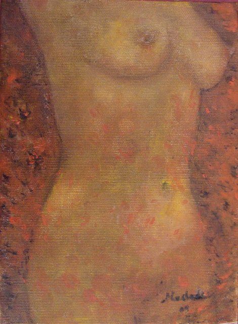 Painting titled "Nu  féminin 3/4   h…" by Maclade, Original Artwork, Oil