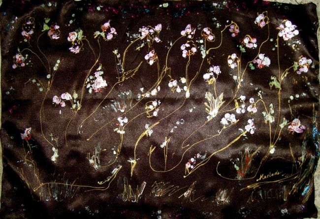 Arte textil titulada "peinture sur satin…" por Maclade, Obra de arte original