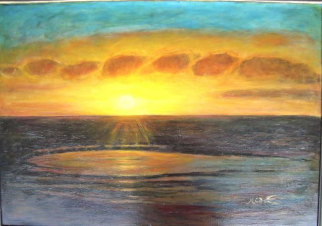Pintura intitulada "Coucher de soleil s…" por Maclade, Obras de arte originais, Óleo
