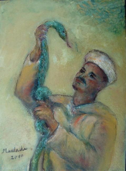 Painting titled "Charmeur de serpent…" by Maclade, Original Artwork, Oil