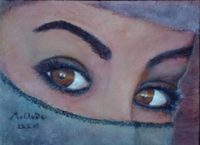 Peinture intitulée "yeux orientale (dim…" par Maclade, Œuvre d'art originale, Huile