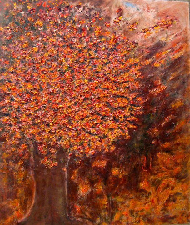 Painting titled "L'arbre de vie et d…" by Maclade, Original Artwork, Oil