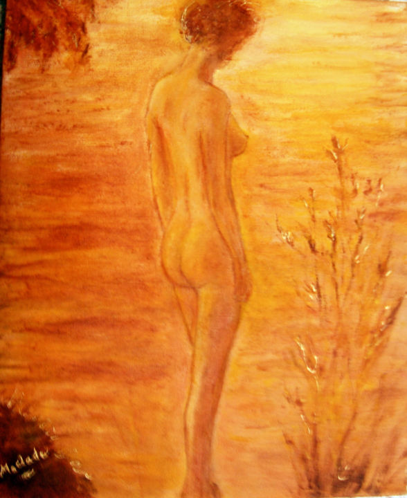 Pittura intitolato "Naïade au soleil co…" da Maclade, Opera d'arte originale, Olio