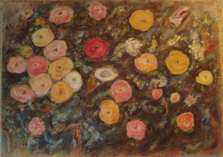 Painting titled "farandole-florale" by Maclade, Original Artwork, Oil
