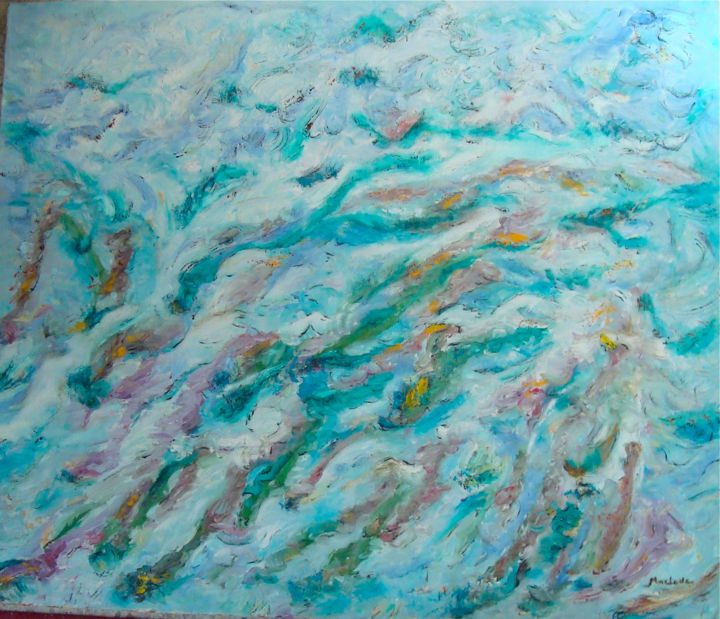 Peinture intitulée "et les vagues nous…" par Maclade, Œuvre d'art originale, Huile