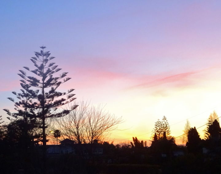 Fotografia intitolato "ciel bleu et rose..…" da Maclade, Opera d'arte originale