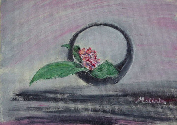 Картина под названием "mini-ikebana-cercle" - Maclade, Подлинное произведение искусства, Масло