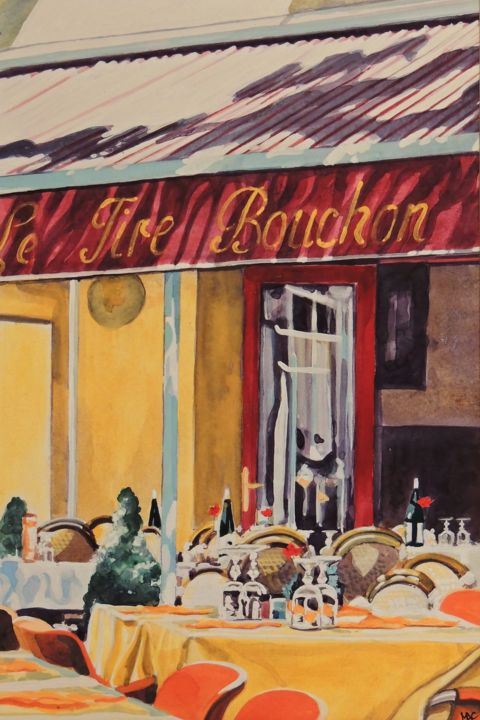 Painting titled "Le Tire Bouchon" by Mac, Original Artwork, Watercolor