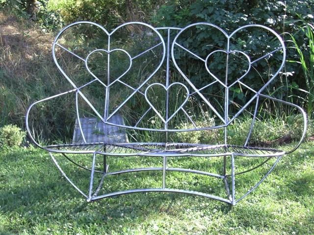 Sculpture titled "steel heart bench" by Mac, Original Artwork
