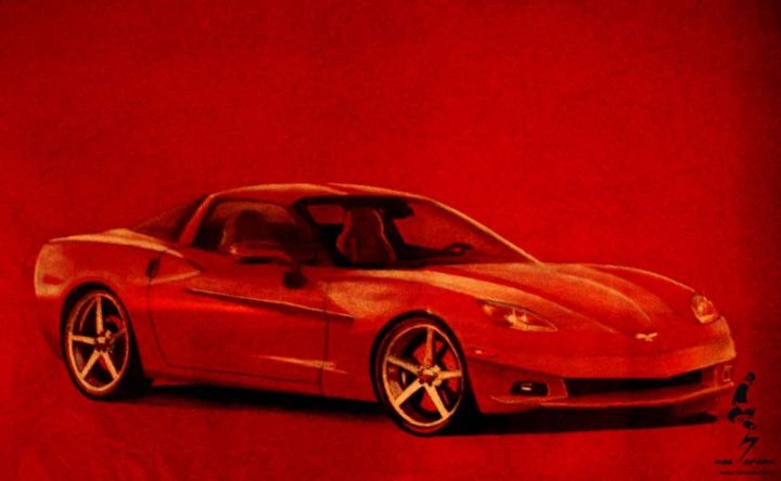 Dessin intitulée "corvette" par Robert Vajda, Œuvre d'art originale, Autre