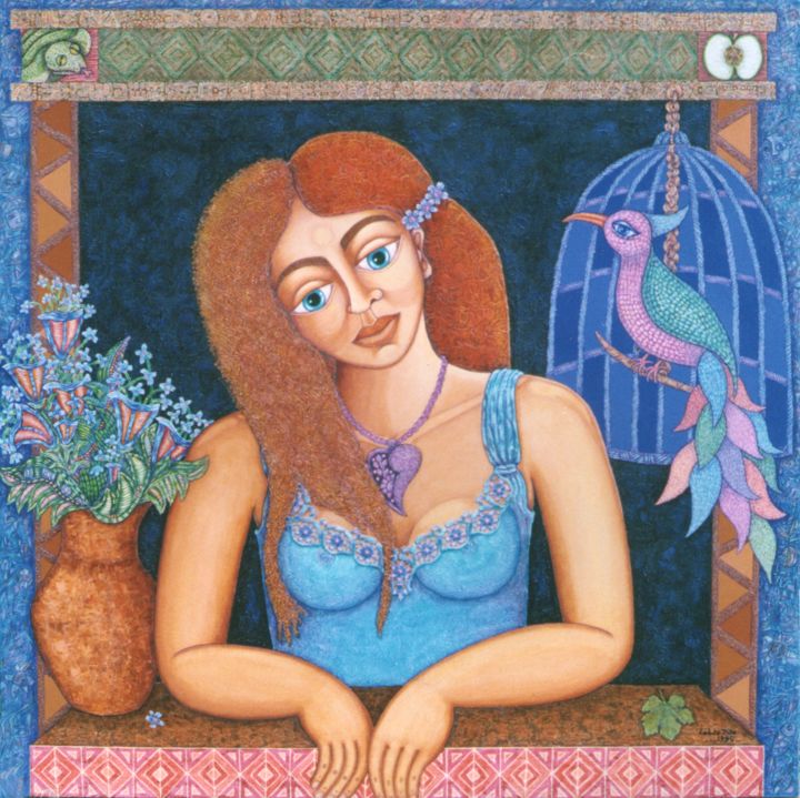 Painting titled "Eternal Eve" by Madalena Lobao-Tello, Original Art, Acrylic