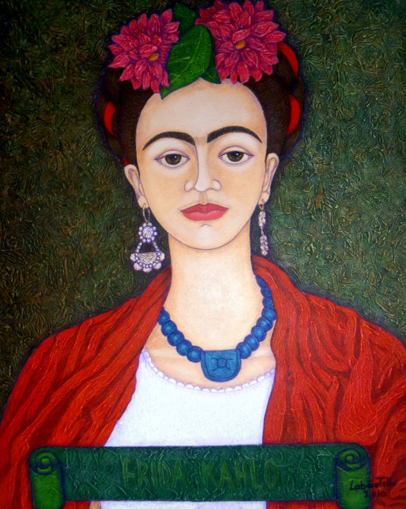 Painting titled "Frida Kahlo portrai…" by Madalena Lobao-Tello, Original Artwork, Acrylic